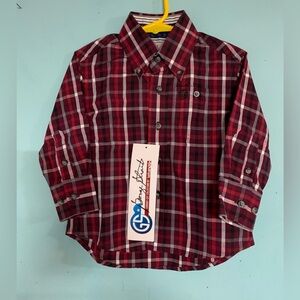 NWT George Strait for Wrangler toddler boys size XXS button down plaid shirt